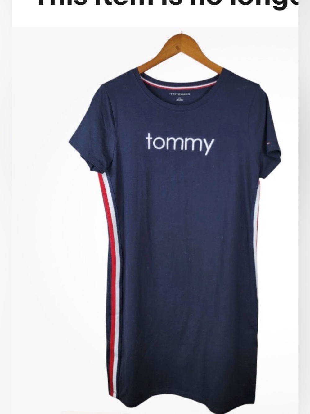 Tommy Hilfiger Navy Tee shirt dress Red /White Trim Sz XL summer nautical vacay